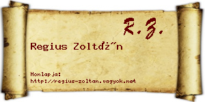 Regius Zoltán névjegykártya